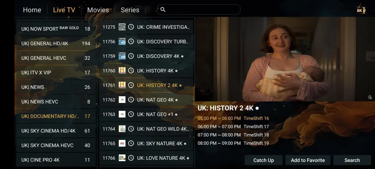 ZYROTV on-demand movie selection dashboard on Smart TV