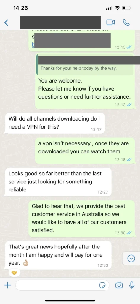 Real WhatsApp customer support conversation screenshot 3